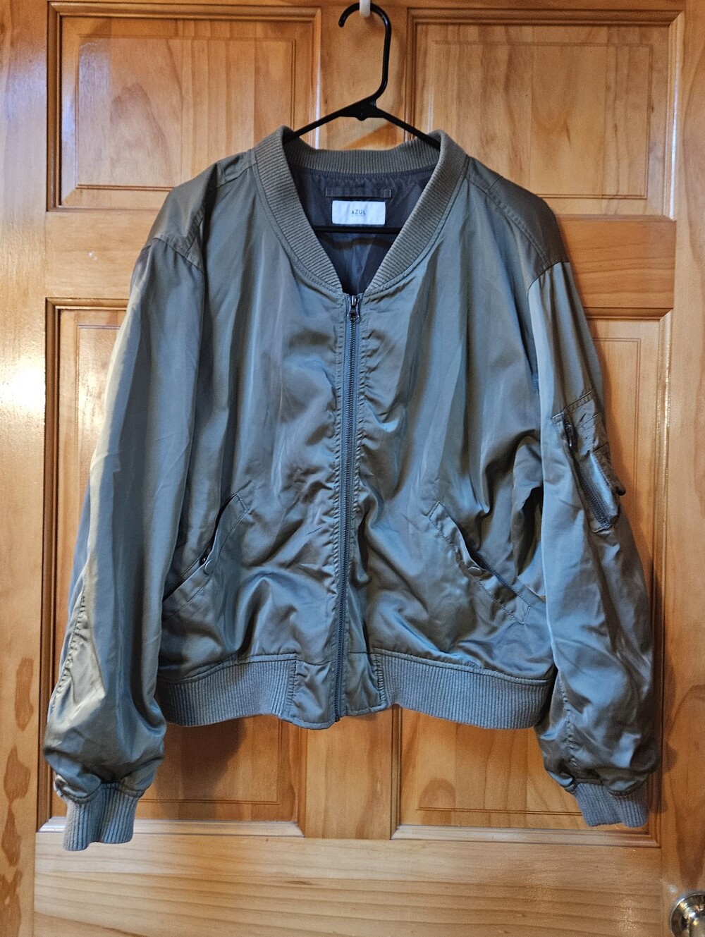 Azul Olive Green Bomber Jacket - Women's Lightweight Flight Jacket